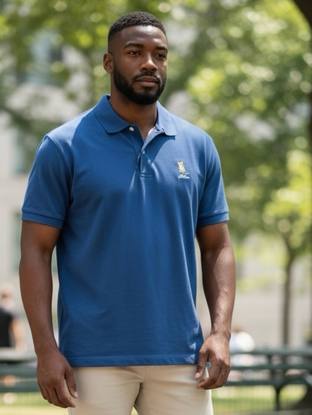 L.L. Bean Navy Polo with Boot Detail